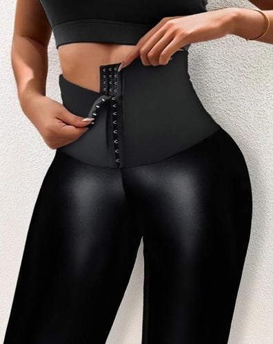 High Waist Tummy Control Faux Leather Pants