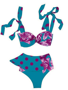 Two-Piece Padded Bra Ruffled Bikini Set