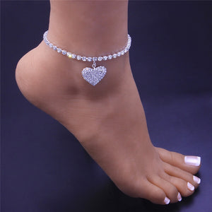 Huitan Rhinestone Chain Anklet