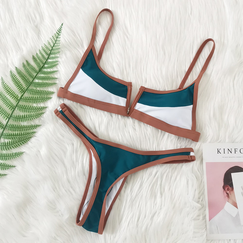 Vintage Retro Patchwork Brazilian Swimsuit