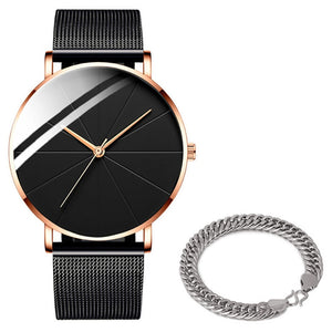 Minimalist Simple Ultra Thin Stainless Steel Mesh Belt Watch