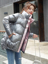 Light-reflecting Warm Short Padded Oversized Cotton Coat