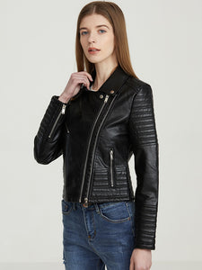 Faux Leather Zippered Jacket