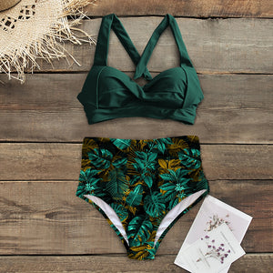 High Waist Floral Bottom Two-piece Swimsuit