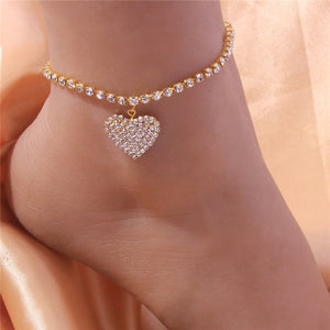 Huitan Rhinestone Chain Anklet