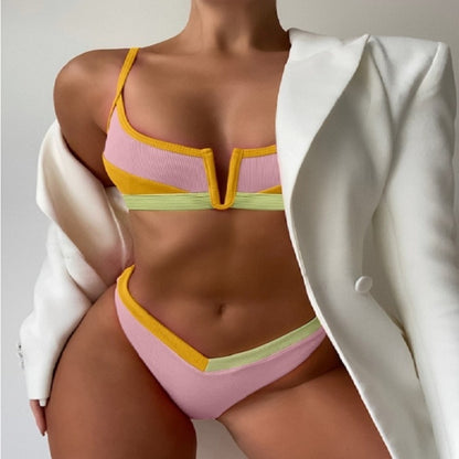 Vintage Retro Patchwork Brazilian Swimsuit