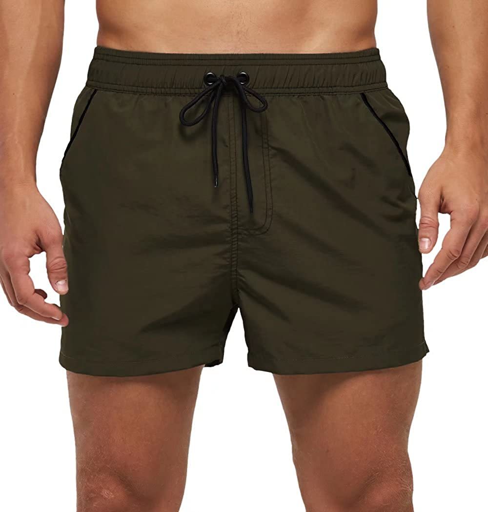 Two-tone Drawstring Closed Swimming Trunks