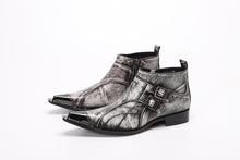 Italian Steel Pointed Toe Western Styles Double Buckle Strap Boots