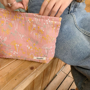 Floral Embroidered Canvas Beauty Case