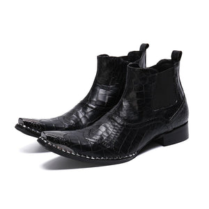 Italian Steel Pointed Toe Western Styles Double Buckle Strap Boots