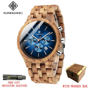 Wooden Multifunction Dial Luminous Watch