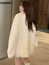 Mid Length Warm Thick Soft Fluffy Faux Fur Coat