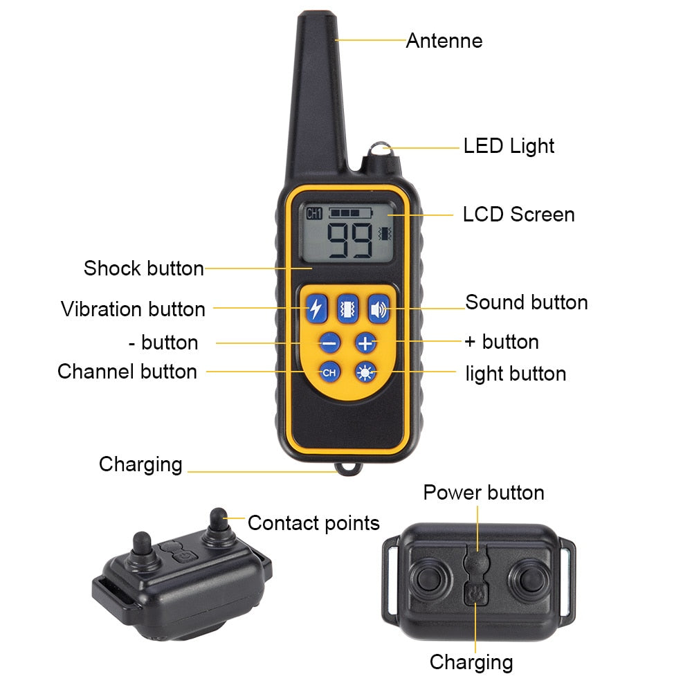 Waterproof Rechargeable Remote Control 800m Digital Dog Training Collar