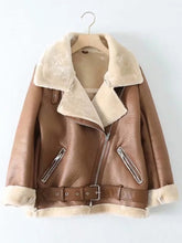 Thick Faux Leather Fur Coat