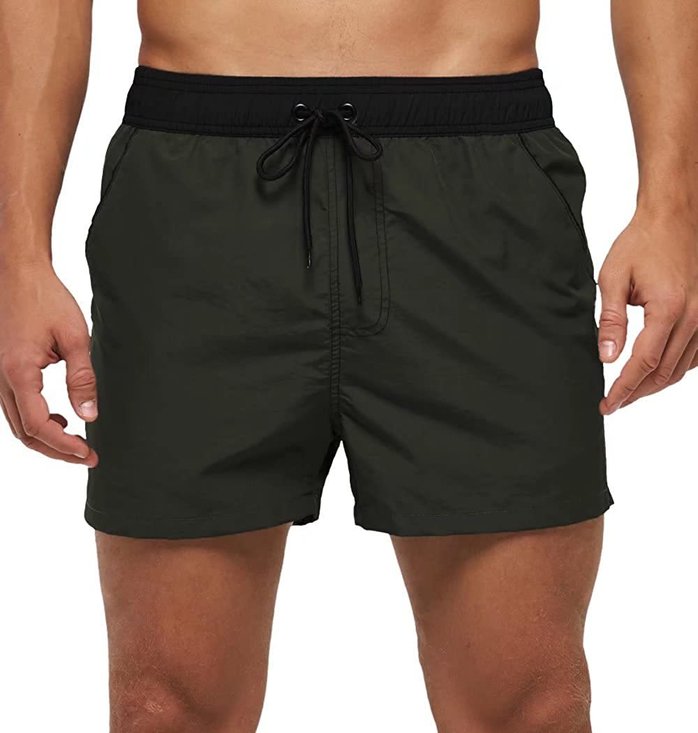 Two-tone Drawstring Closed Swimming Trunks