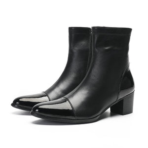 Italian Steel Pointed Toe Western Styles Double Buckle Strap Boots