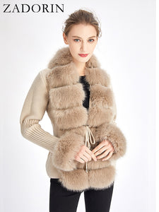 Faux Fur Detachable Collar Coat