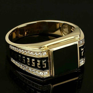 Classic Inlaid Black Stone Zircon Ring