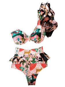 Two-Piece Padded Bra Ruffled Bikini Set