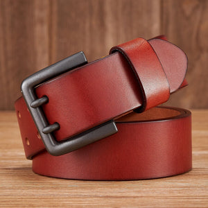 Thick Genuine Leather Double Pin Belt