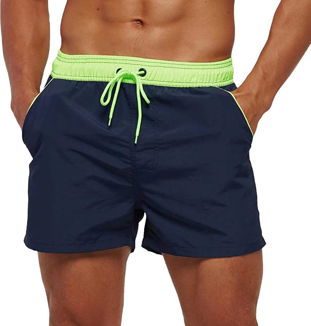 Two-tone Drawstring Closed Swimming Trunks