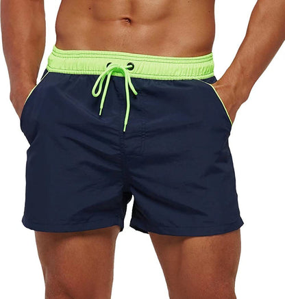 Two-tone Drawstring Closed Swimming Trunks