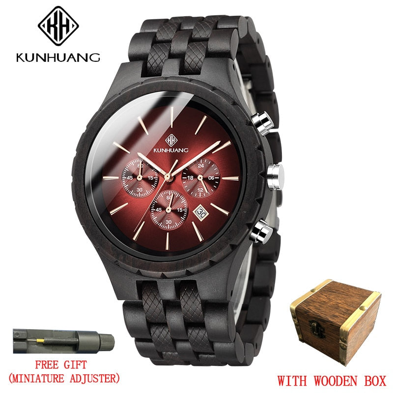 Wooden Multifunction Dial Luminous Watch