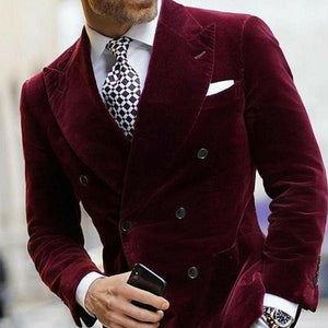 Double Breasted Italian Style Velvet Blazer