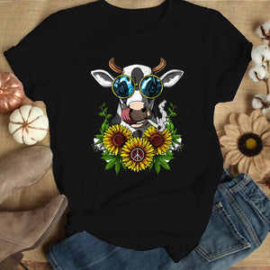 Floral Cow Print Graphic Tee