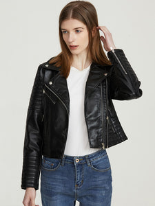 Faux Leather Zippered Jacket