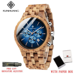 Wooden Multifunction Dial Luminous Watch