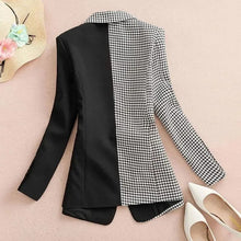 Skinny Patchwork Thin Pocket Notched Button Blazer