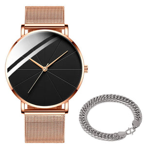 Minimalist Simple Ultra Thin Stainless Steel Mesh Belt Watch