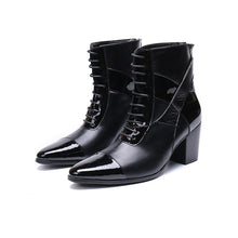 Italian Steel Pointed Toe Western Styles Double Buckle Strap Boots