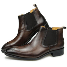 British Style Block Carved Slip-On Boots