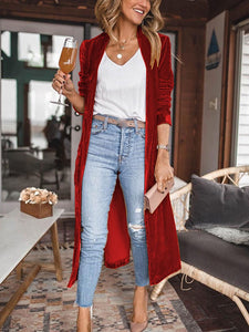 Velvet Solid Color Slim Long Soft Jacket