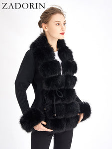 Faux Fur Detachable Collar Coat