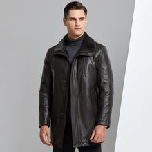 Fur Integrated Leather Mid-length Jacket