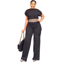 Two Piece Bat Sleeve Short Blouse & Straight Leg Pant Set