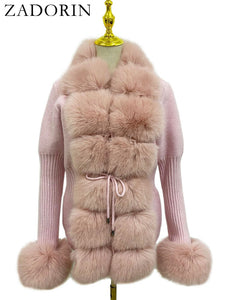 Faux Fur Detachable Collar Coat