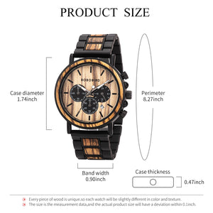 BOBOBIRD Quartz Chronograph Wooden Strap Watch