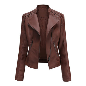 Faux Leather Slim Fit Coat