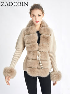 Faux Fur Detachable Collar Coat