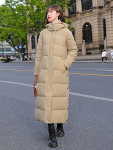 X-long Hooded Thick Down Cotton Winter Coat