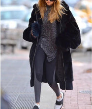 Large Long Solid Color Faux Fur Hooded Coat