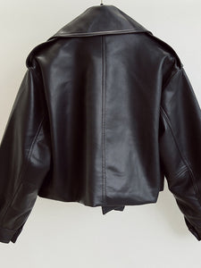 Faux Leather Loose Fit Jacket