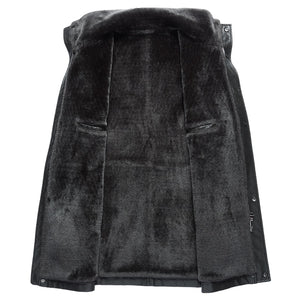 Fur Integrated Leather Mid-length Jacket