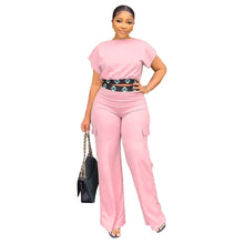 Two Piece Bat Sleeve Short Blouse & Straight Leg Pant Set