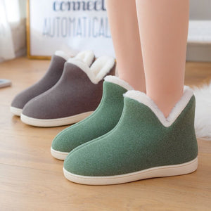 Thick Warm High Tube Non-Slip Indoor Cotton Plush Slippers