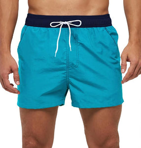 Two-tone Drawstring Closed Swimming Trunks